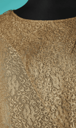 Alternative view of Robe 1925 en soie verte et dentelle beige