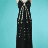 B7526-Robe-Torrente-1970-noire-galon-argent-paillete-34-001