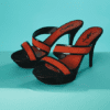 B7727-Sandales-Yves-Saint-Laurent-orange-et-cuir-vernis-noir-t39