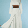 B6059-Tailleur-Robe-et-pantalon-1970-en-polyester-blanc-t38-002