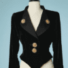 B6074-Veste-Yves-Saint-Laurent-en-velours-noir-boutons-soleils-t34-001