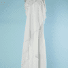 B6112-Robe-longue-1970-en-voile-de-nylon-blanc-avec-froufrous-t36-38-001
