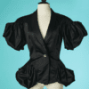 B8003-Veste-John-Galliano-en-satin-noir-plisse-t38-01