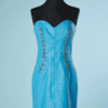 B5416-Tailleur-1980-en-cuir-turquoise-Veste-et-Robe-T38-007