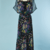 B5438-Longue-Robe-du-soir-1930-avec-Veste-en-mousseline-noire-fleurs-violette-rose-et-jaune-T42-001