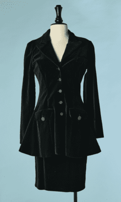 B8421-Tailleur-Chantal-Thomass-3-pieces-en-velours-noir-avec-rubans-t38-01