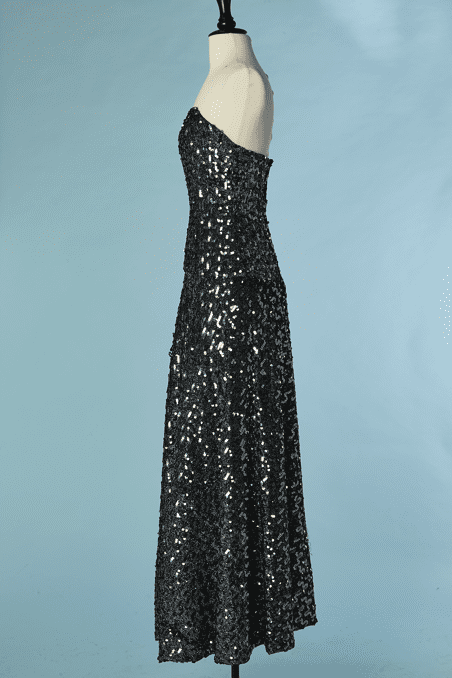 Robe longue bustier vintage en maille lurex et paillettes – Image 5