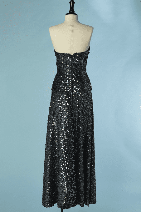 Robe longue bustier vintage en maille lurex et paillettes – Image 6