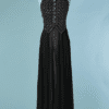 B8797-Robe-longue-vintage-en-voile-noire-haut-perle-violet-noir-et-strass-t34-01