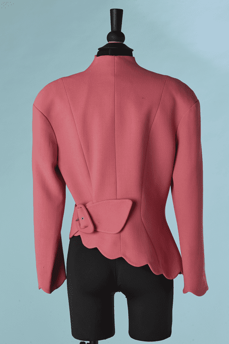 Veste Thierry Mugler vintage asymétrique en lainage rose – Image 6