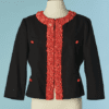 B9185-Veste-Moschino-en-coton-noir-floque-et-perles-corail-t42-01