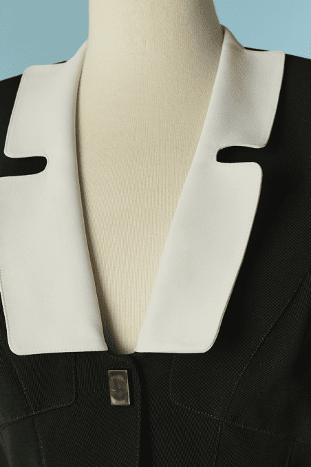 Tailleur Thierry Mugler vintage en polyester noir et blanc – Image 2