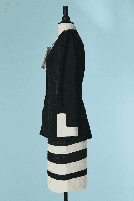 Tailleur Thierry Mugler vintage en polyester noir et blanc – Image 4