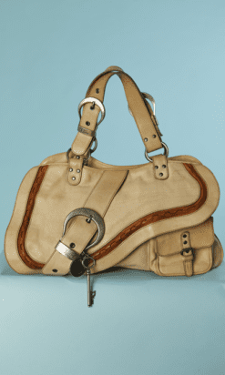 B9738-Sac-saddle-Christian-Dior-en-cuir-beige-et-marron-01