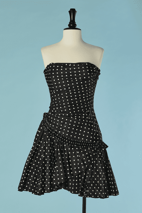 B9793-Robe-Ralph-Lauren-en-soie-noire-a-pois-blancs-t36-01