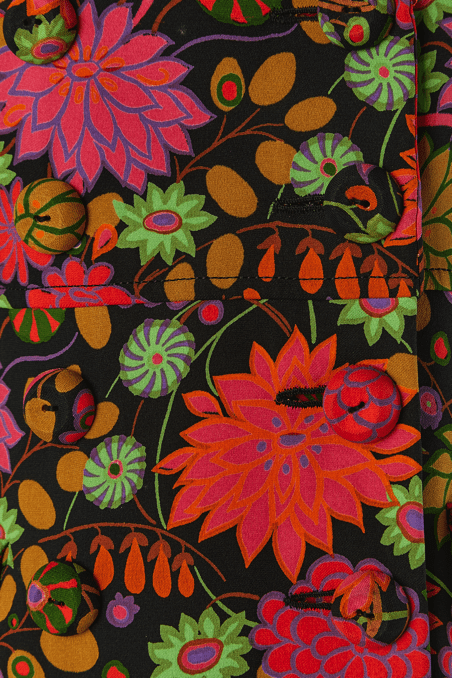 Manteau Torrente 1970 noir imprimé de fleurs multicolores – Image 3