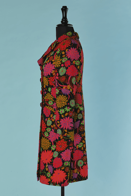 Manteau Torrente 1970 noir imprimé de fleurs multicolores – Image 5