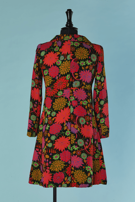 Manteau Torrente 1970 noir imprimé de fleurs multicolores – Image 6