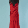 B9800-Robe-Galliano-en-satin-rouge-bretelles-cuir-et-perles-t36-01