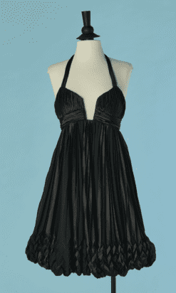 C0010-Robe-Carolyne-Roehm-en-satin-noir-plisse-t38-01