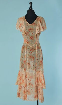 C0624-Robe-1925-30-en-voile-de-coton-beige-imprime-de-fleurs-oranges-et-parme-t38-40-01