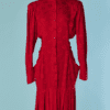Robe Ungaro 1980 en soie rouge damassée de bouches