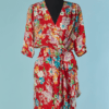 C0987-Robe-Adolfo-1980-en-soie-damassee-rouge-imprime-de-fleurs-t38-01