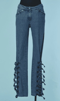 C0919-Jeans-Christian-Dior-avec-multi-boucles-sur-jambes-t38-01