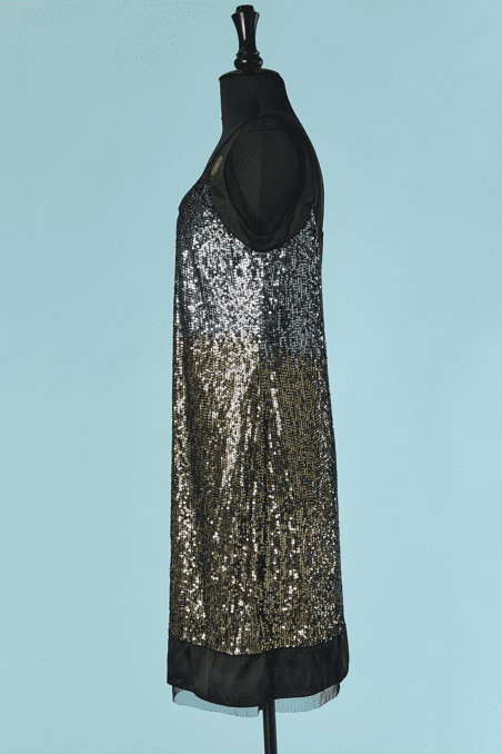 Robe Galliano de cocktail en tulle recouverte de paillettes cousues – Image 6