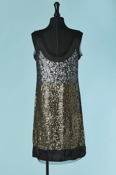Robe Galliano de cocktail en tulle recouverte de paillettes cousues – Image 7