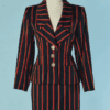 C1323-Tailleur-Yves-Saint-Laurent-1980-en-lainage-marine-a-rayures-rouges-et-jaunes-t36-01