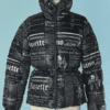 C1324-Doudoune-John-Galliano-en-polyester-noir-imprime-gazette-t36-01