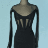 C1326-Robe-Mugler-en-polyester-et-elastane-noir-et-voile-t34-01