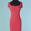 C1806-Robe-Versace-en-maille-viscose-et-nylon-rose-surpiqures-poitrine-t36-01