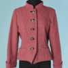 C1818-Veste-Yves-Saint-Laurent-en-laine-rose-chine-velours-noir-boutons-argentes-t42-0101
