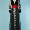C1833-Robe-Daniel-Roland-en-tulle-noir-brode-blanc-velours-noir-et-satin-rouge-t38-01
