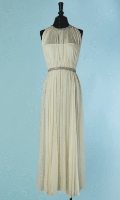 C2153-Robe-longue-1960-70-en-mousseline-blanche-perles-et-strass-ceinture-et-col-t36-01