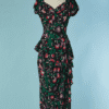 C2162-Robe-longue-du-soir-1940-en-rayonne-noire-violet-rouge-blanc-t38-40-01