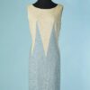 C2579-Robe-1960-en-lainage-ecru-et-bleu-ciel-brode-de-paillettes-blanches-irisees-t44-01