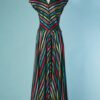C2583-Robe-longue-1940-en-satin-et-faille-noire-rayures-multicolores-t36-01