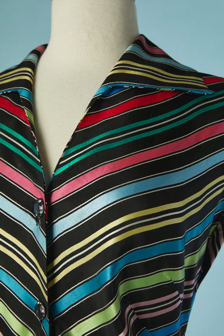 Robe longue 1940 en faille et rubans de satin multicolore – Image 2