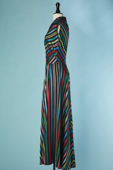 Robe longue 1940 en faille et rubans de satin multicolore – Image 5