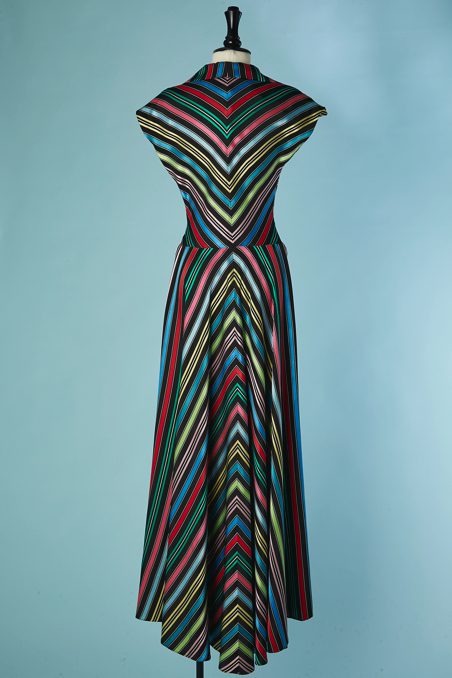 Robe longue 1940 en faille et rubans de satin multicolore – Image 6