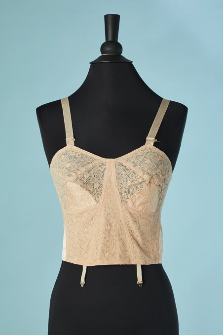 C2628-Bustier-soutien-gorge-1940-50-en-dentelle-beige-rose-t38