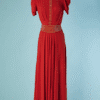 C2459-Robe-longue-1930-40-en-crepe-rouge-orange-incruste-de-clous-dores-t38-40-01