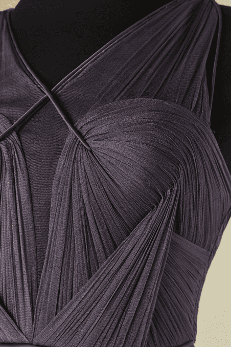 Robe longue du soir Catherine Deane en tulle violet plissé – Image 3
