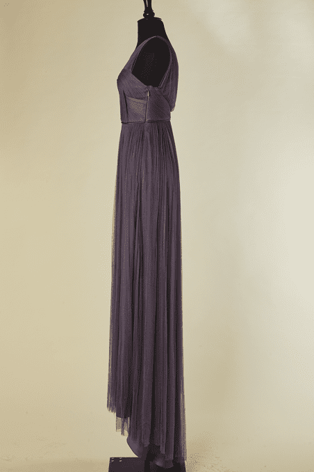Robe longue du soir Catherine Deane en tulle violet plissé – Image 5