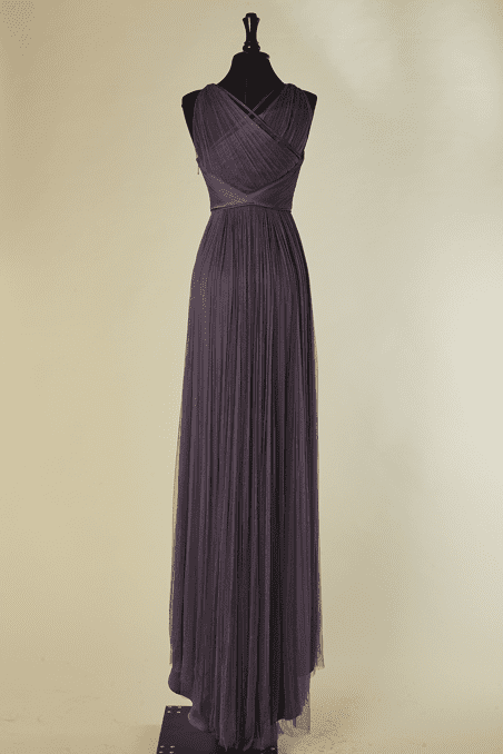 Robe longue du soir Catherine Deane en tulle violet plissé – Image 6