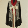 C2786-Veste-longue-Jean-Paul-Gaultier-en-crepe-de-soie-et-acetate-ecru-noir-rouge-t40-01