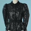 C2857-Veste-Christian-Dior-en-tulle-paillete-argent-et-floque-noir-t36-01